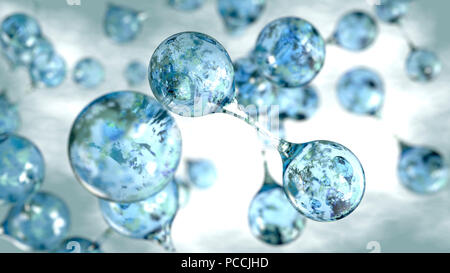 3D-Moleküle von Wasser Konzept Hintergrund Stockfoto