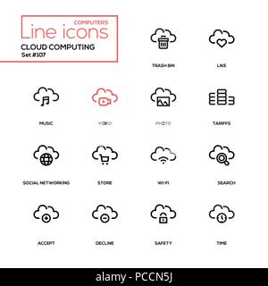 Cloud Computing - moderne Linie Design Icons einstellen Stock Vektor