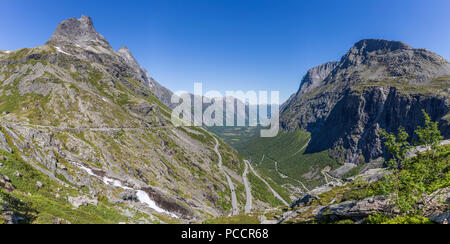 Panorama von Serpentine Mountain Road Trollstigen Stockfoto