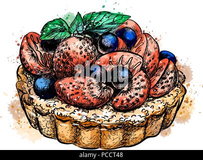 Torte mit Erdbeeren Stock Vektor