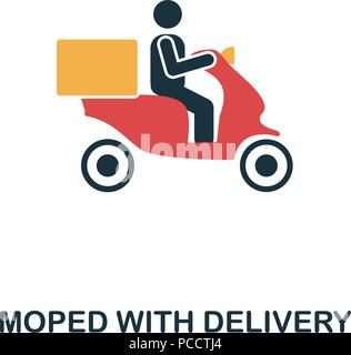 Moped Lebensmittel-lieferservice Symbol. Mobile Apps, Drucken und mehr. Einfaches Element singen. Monochrome Moped Lebensmittel-lieferservice Symbol Abbildung Stock Vektor
