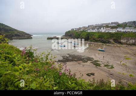 Boscastle in Cornwall, England. An einem bewölkten Tag. Stockfoto