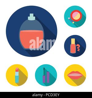 Make-up und Kosmetik flachbild Symbole im Set Sammlung für Design. Make-up und Ausrüstung vektor Symbol lieferbar Abbildung. Stock Vektor