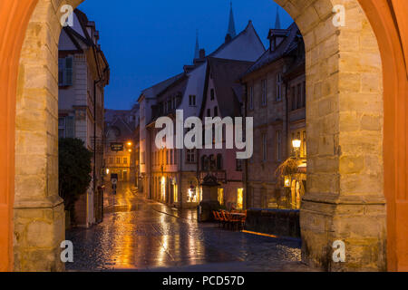 Blick vom Tor des Alten Rathaus, Bamberg, Weltkulturerbe der UNESCO, Oberfranken, Bayern, Deutschland, Europa Stockfoto