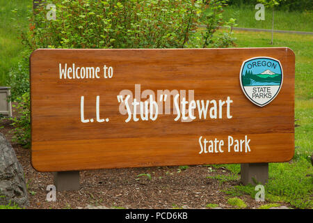 Schild am Welcome Center, Stub Stewart State Park, Illinois Stockfoto