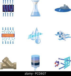 Satz von Symbolen auf das Thema Wasser. Wasser ist das Wichtigste in der Welt. wasserfiltration Symbol im Set Sammlung auf Cartoon Stil vektor Symbol s Stock Vektor