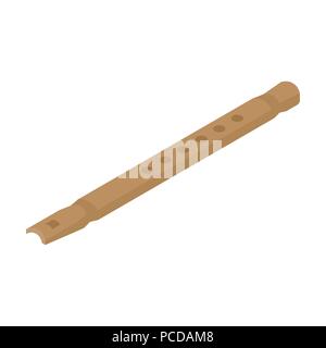 Holz- flöte Symbol in Cartoon Design auf weißem Hintergrund. Musikinstrumente symbol Vektor Illustration. Stock Vektor