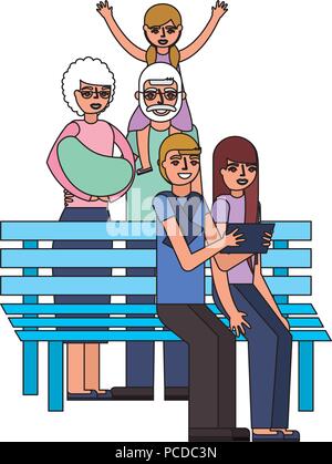 Happy Family, selfie sitzt auf der bank Vector Illustration Stock Vektor