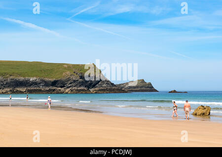 Anfang Sommer von porth Witz, Polly witz Beach, Cornwall, England, Großbritannien, Großbritannien. Stockfoto