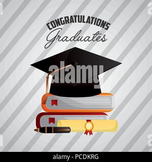 Herzlichen Glückwunsch Staffelung hat Zeichen Farben Bücher Pergament Vector Illustration Stock Vektor