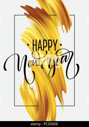 Gold 2019 Frohes neues Jahr Grußkarte. Vector Illustration Stock Vektor