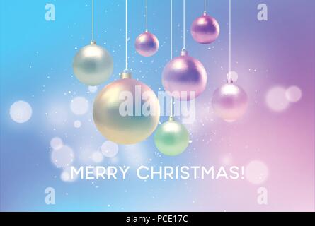 Weihnachten verschwommen Rosa und blauen Hintergrund mit weihnachtskugel. Vector Illustration Stock Vektor