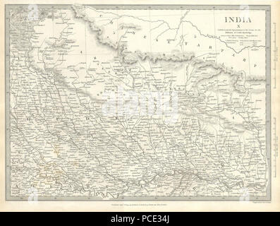 7 1834 S.D.U.K. Karte von Nord Indien, Nepal, und von Allahabad - Geographicus - IndiaX - sduk-1834 Stockfoto