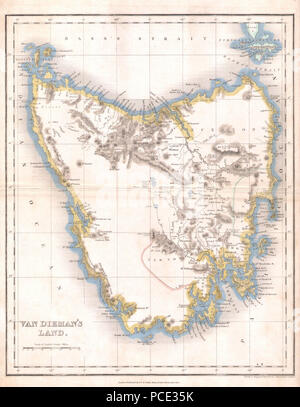 7 1837 Dower Karte von Van Dieman Land oder Tasmanien - Geographicus-Tazmania - mitgift-1941 Stockfoto