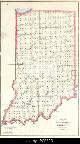 8 1850 öffentliche Umfrage Karte von Indiana - Geographicus-IN-LS-1850 Stockfoto