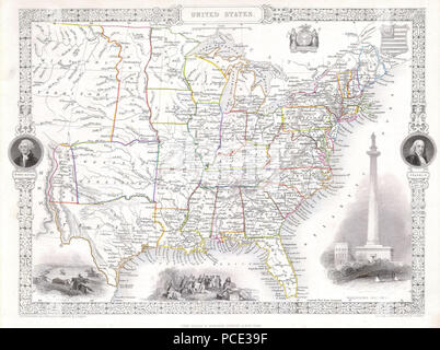 8 1850 Tallis - rapkin Karte der Vereinigten Staaten - Geographicus-USA-tlls-1850 Stockfoto