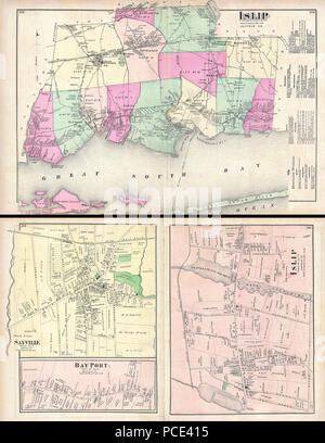 10 1873 Bier Karte von Islip und Sayville, Long Island, New York - Geographicus - Islip - Bier-1873 Stockfoto