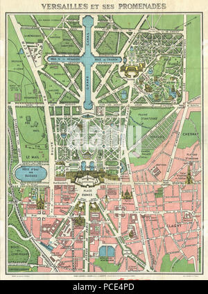 12 1920er Leconte Karte von Paris w-Denkmäler und Karte von Versailles - Geographicus - ParisVersailles - leconte-1920s - 2 Stockfoto