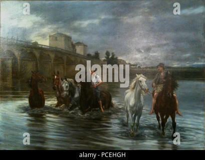 68 Bain de Chevaux sous le Pont de Poissy 1893 Stockfoto