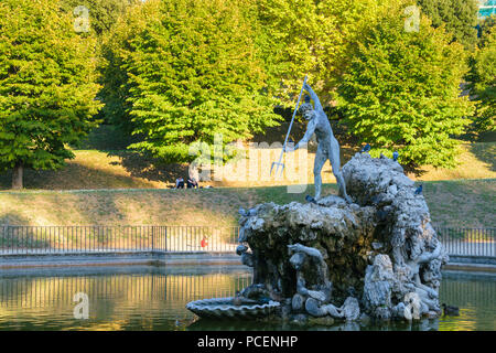 Florenz, Italien - 13. Oktober 2017: Die Boboli Gärten Neptunbrunnen Stockfoto