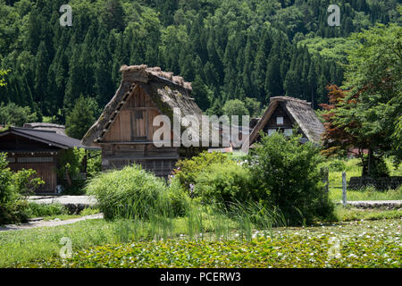 Das historische Dorf Shirakawa-go, ein UNESCO-Weltkulturerbe, im zentralen Teil von Japan. Stockfoto