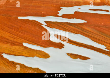 Winter Schnee auf dem Slickrock Canyons in der Capitol Gorge, Capitol Reef National Park, Utah, USA Stockfoto