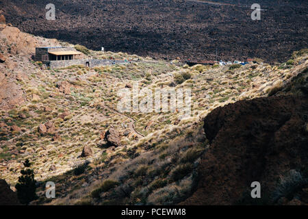 Haus der Hirten im Nationalpark Teide mit Lava Landschaft - Ethnographisches Museum Juan Évora. Stockfoto