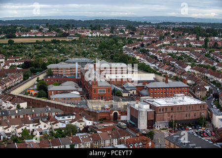 Ein Luftbild von HM Gefängnis Bristol. Einer Kategorie B Männer Gefängnis, Horfield Bereich von Bristol entfernt. Stockfoto