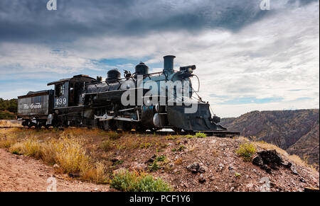 Canon City, Colorado, USA - Oktober 18, 2014: Das ist die Lok ist auf Anzeige an der Royal Gorge Park in der Nähe von Canon City, Colorado, USA. Stockfoto