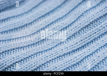 Blaue Farbe winkte Strickwaren Textur Hintergrund Makro Stockfoto