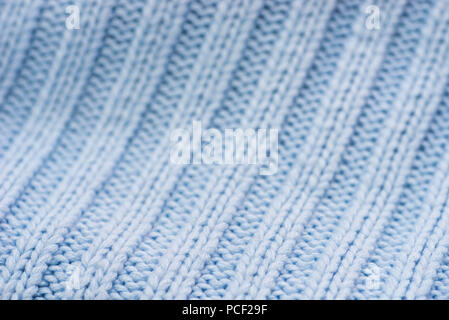 Blaue Farbe winkte Strickwaren Textur Hintergrund Makro Stockfoto