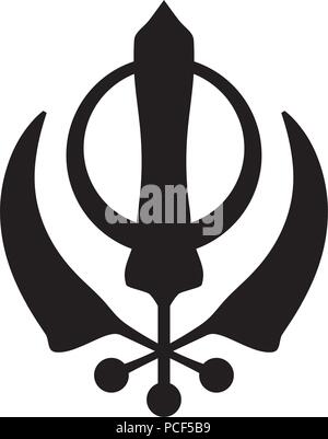 Kirpans - drei gebogenen zeremoniellen Schwerter, Symbol der Sikhi Religion. (Oriental Sakralen religiöses Symbol). Stock Vektor