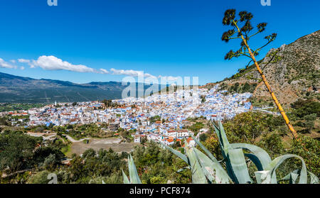 Blick auf Chefchaouen, Chaouen, Reef Berge, Tangier-Tétouan, Marokko, Afrika Stockfoto