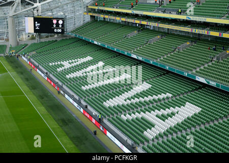 Aviva Stadium, Dublin, Irland. 1 Aug, 2018. Vor der Saison Fußball-freundlichen, internationalen Champions Cup, Arsenal gegen Chelsea; eine allgemeine Ansicht der Aviva Stadium vor dem Kickoff Credit: Aktion plus Sport/Alamy leben Nachrichten Stockfoto