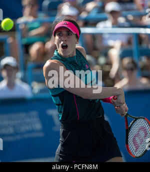 Washington DC, USA. 1. Aug 2018. Andrea Petkovic (GER) besiegt Sloane Stephens (USA) 2-6, 6-4, 6-2, am CitiOpen gespielt bei Rock Creek Park Tennis Center in Washington, DC. © Leslie Billman/Tennisclix/CSM Credit: Cal Sport Media/Alamy leben Nachrichten Stockfoto