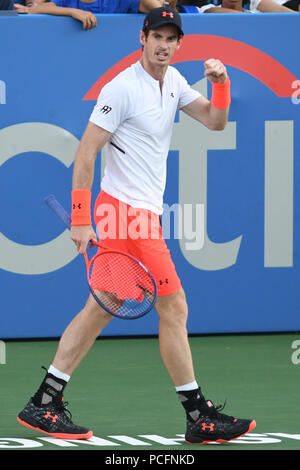 Washington, DC, USA. 1 Aug, 2018. ANDY MURRAY pumpt seine Faust während seiner zweiten Runde bei der Citi geöffnet an der Rock Creek Park Tennis Center in Washington, DC Quelle: Kyle Gustafson/ZUMA Draht/Alamy leben Nachrichten Stockfoto