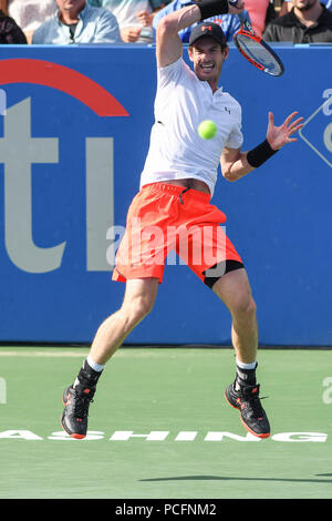 Washington, DC, USA. 1 Aug, 2018. ANDY MURRAY schlägt eine Vorhand während seiner zweiten Runde bei der Citi geöffnet an der Rock Creek Park Tennis Center in Washington, DC Quelle: Kyle Gustafson/ZUMA Draht/Alamy leben Nachrichten Stockfoto