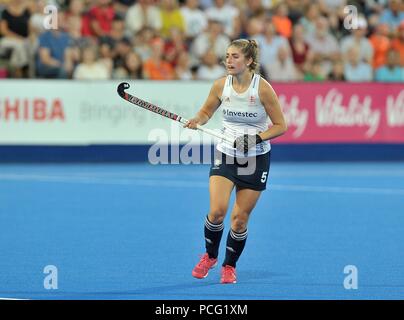 London, Großbritannien. 2. August 2018. Sarah Haycroft (ENG). Niederlande gegen England. Match 31. Viertelfinale. Hockey der Frauen-WM 2018. Lee Valley Hockey Centre. Queen Elizabeth Olympic Park. Stratford. London. UK. 02/08/2018. Credit: Sport in Bildern/Alamy leben Nachrichten Stockfoto