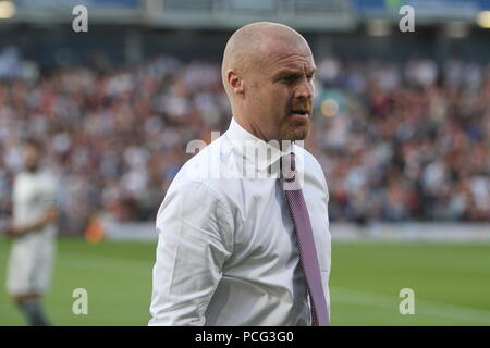 Burnley, Lancashire, UK. 2. Aug 2018. Burnley manager Sean dyche an der Europa League Match zwischen Burnley und Aberdeen im Turf Moor in Burnley. Foto: Simon Newbury/Alamy leben Nachrichten Stockfoto