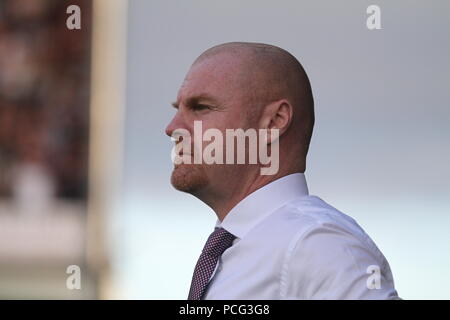 Burnley, Lancashire, UK. 2. Aug 2018. Burnley manager Sean dyche an der Europa League Match zwischen Burnley und Aberdeen im Turf Moor in Burnley. Foto: Simon Newbury/Alamy leben Nachrichten Stockfoto