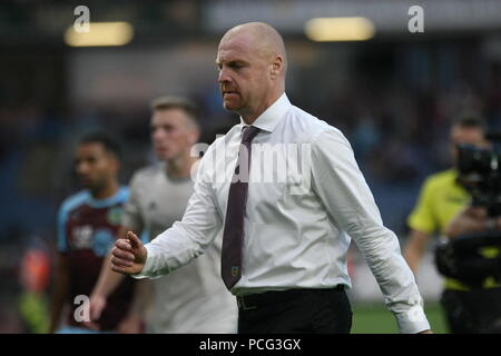 Burnley, Lancashire, UK. 2. Aug 2018. Burnley manager Sean dyche an der Europa League Match zwischen Burnley und Aberdeen im Turf Moor in Burnley. Foto: Simon Newbury/Alamy leben Nachrichten Stockfoto