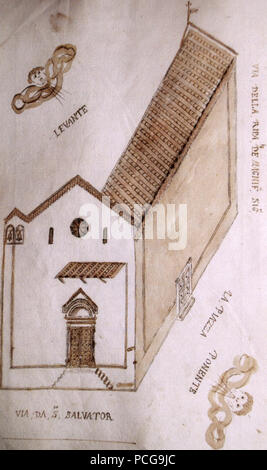 126 Chiesa di Santa Maria Maggiore di Pistoia, disegno del 1602 Stockfoto