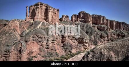 Binggou Danxia Relief in Zhangye Danxia nationale geo Park in der Provinz Gansu in China. Stockfoto