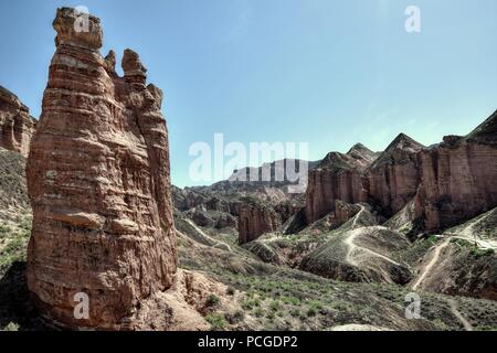 Binggou Danxia Relief in Zhangye Danxia nationale geo Park in der Provinz Gansu in China. Stockfoto