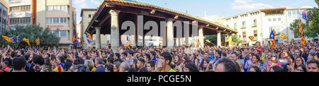 Granollers, Katalonien, Spanien, 3. Oktober 2017: ruhigen Menschen aus Protest gegen die spanische Polizei Intervention am 1. Oktober in Katalonien Referendum. Stockfoto