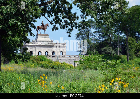 Chicago 1891 Denkmal für Ulysses S Grant aus der Prairie Gärten am Lincoln Park Zoo Natur Boardwalk. Stockfoto