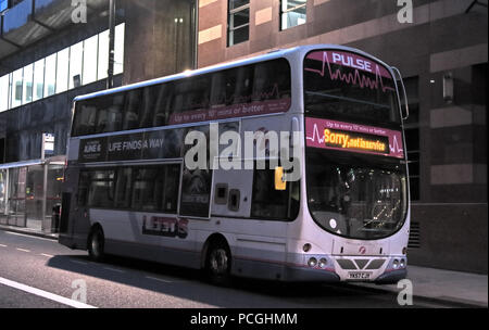 First Bus, Pulse Service, sorry out of Service, Leeds City Centre, West Yorkshire, England, LS1, UK Stockfoto