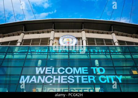Etihad Stadion von Manchester City Football Club in Manchester, Großbritannien Stockfoto