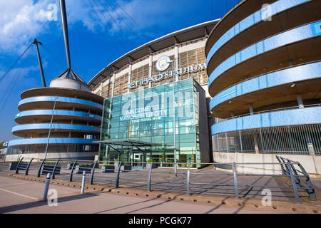 Etihad Stadion von Manchester City Football Club in Manchester, Großbritannien Stockfoto