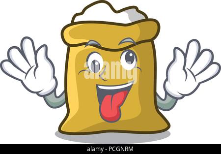 Crazy Mehl Maskottchen Cartoon Stil Stock Vektor